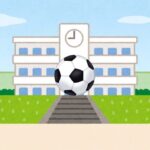 校庭にサッカーボール