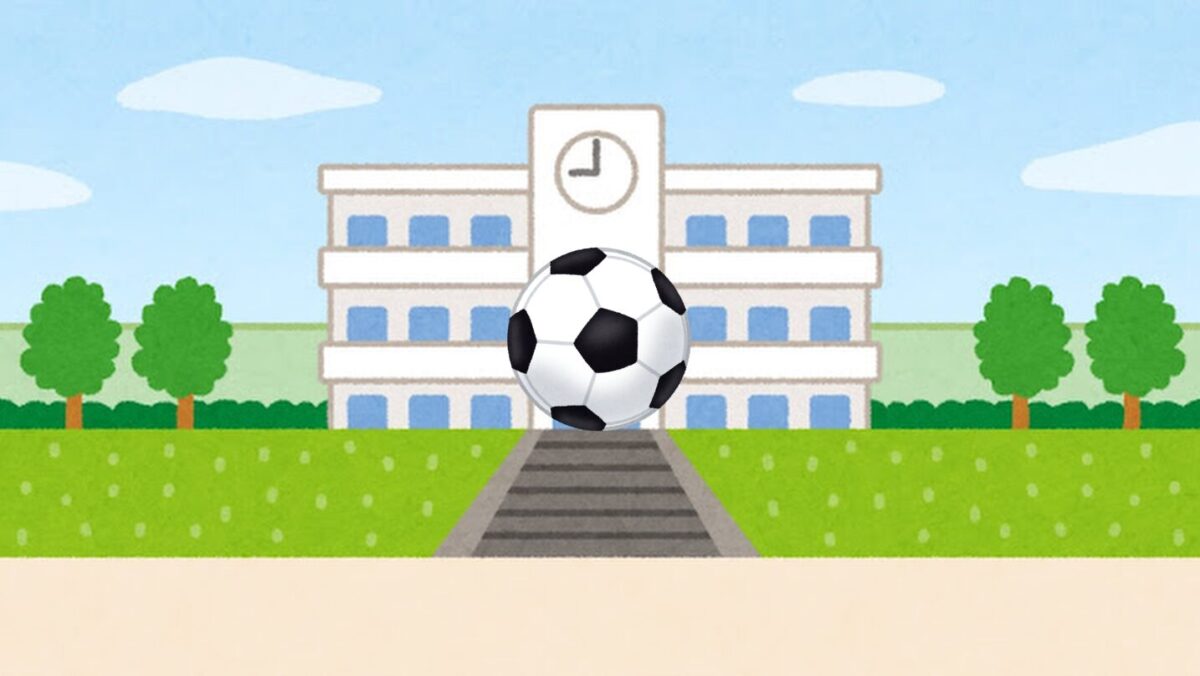 校庭にサッカーボール