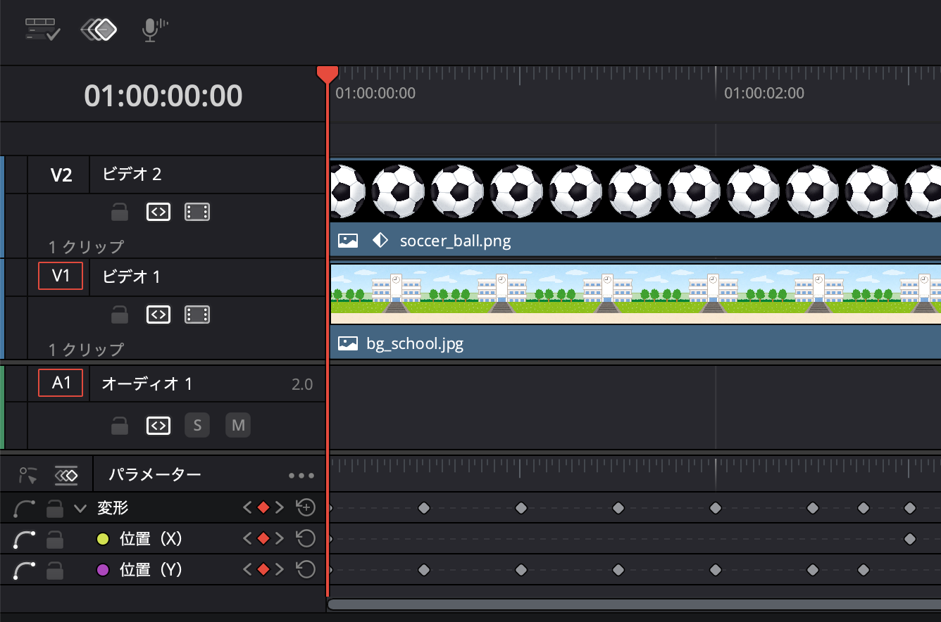 キーフレームを打ったタイムライン
