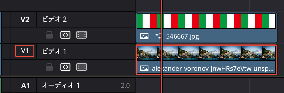 イタリアの写真をビデオ2に配置