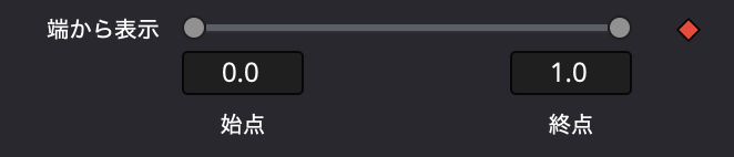 端から表示にキーフレームを打つ