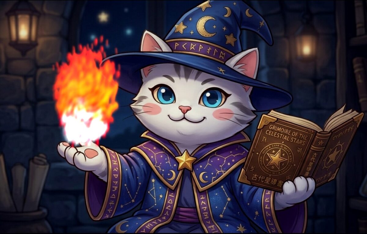 炎の魔法を出す猫
