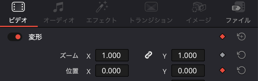 位置のキーフレームを打つ