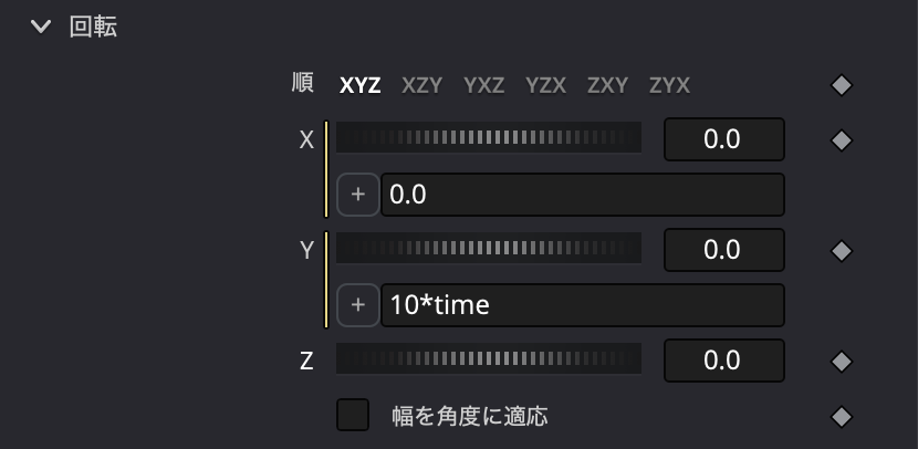 回転Xのエクスプレッション
