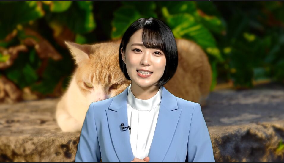 猫と女性が合成できた